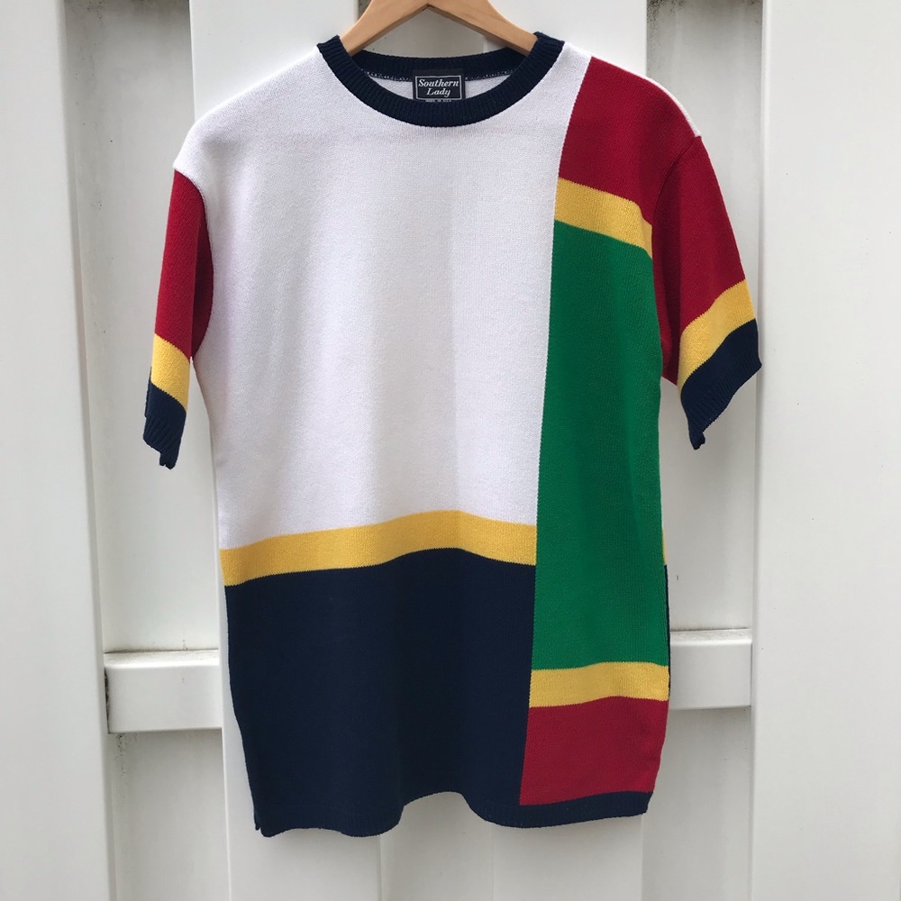 Vintage Color Block Knit T-shirt